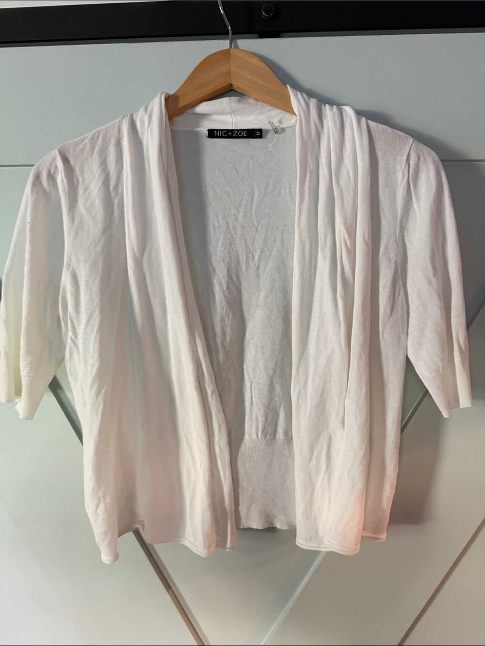 NIC+ZOE Cream Short-Sleeve Open Front Cardigan